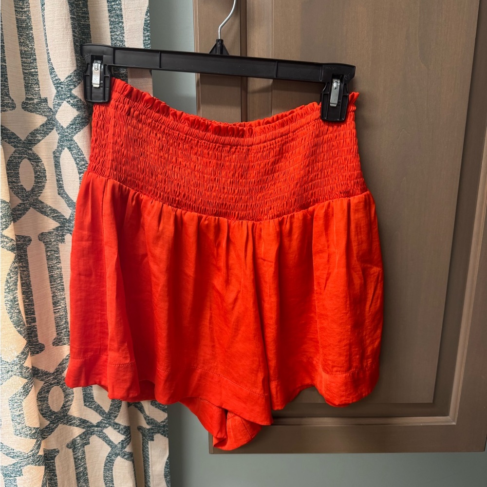 Women's orange/red Smocked Shorts